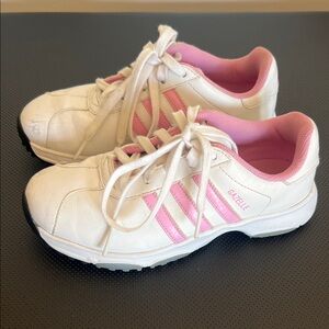 adidas Kids White and Pink Gazelle Sneakers